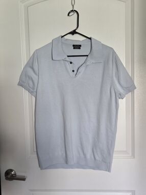Massimo Dutti Pale Blue Short-Sleeve Polo